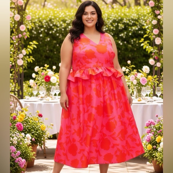 kate spade Dresses & Skirts - NWT KATE SPADE x TARGET Floral Rose Print Sleeveless Peplum Midi Dress w Pockets